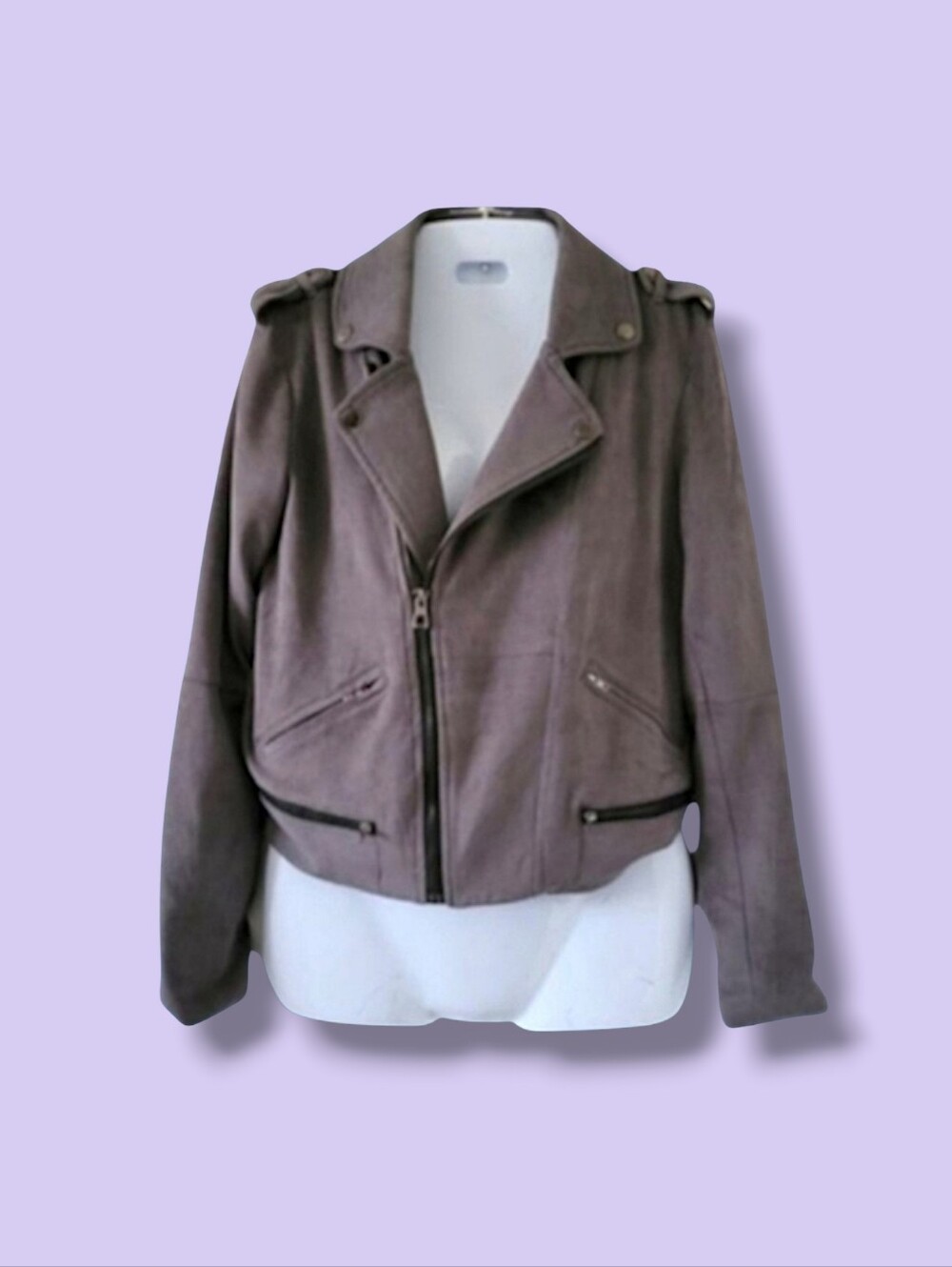 Jaase | EUC Gray Faux Suede Moto Jacket (SIZE S)